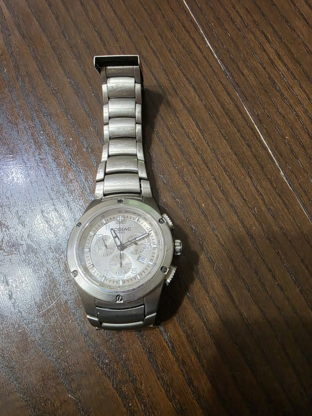 Men's StainleZodiacss Steel Chronograph Watch - Silver